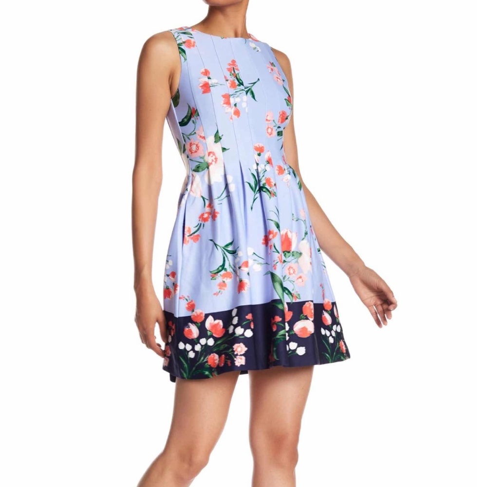 Vince Camuto Floral Print Scuba Fit & Flare Dress